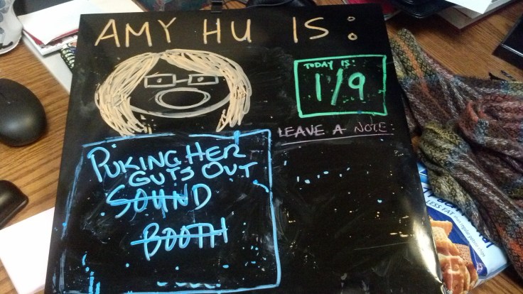 My blackboard updated, thanks to my hilarious coworker Glenn.